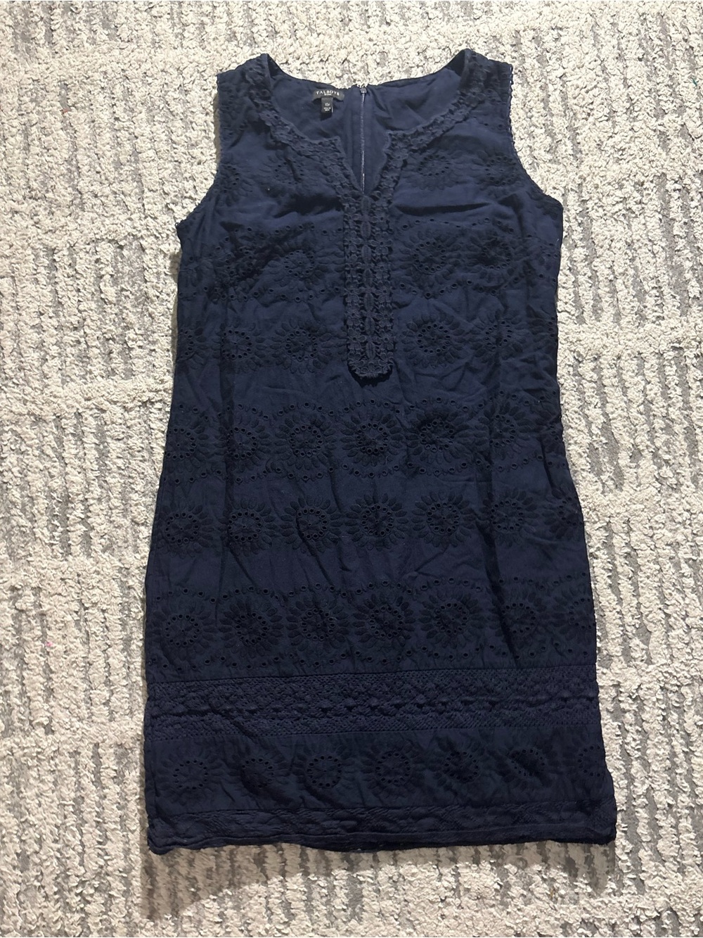 Talbots blue eyelet embroidered smart dress size 10 petite
